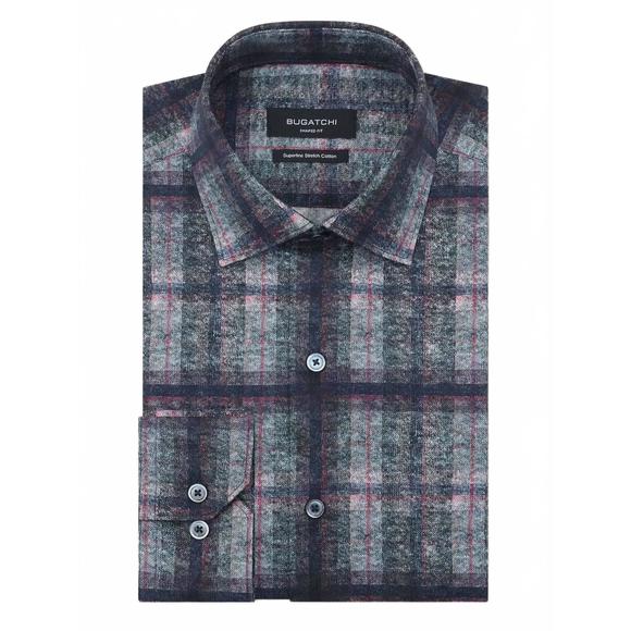 NEW BUGATCHI UOMO men's plaid long sleeve sport shirt in multi - Picture 1 of 2